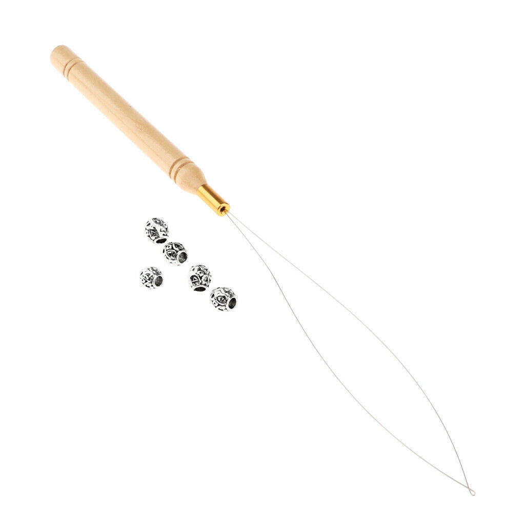 20Pcs Hair Braid Bead Hair Extensions Decoration + Wire Pulling Hook Tool