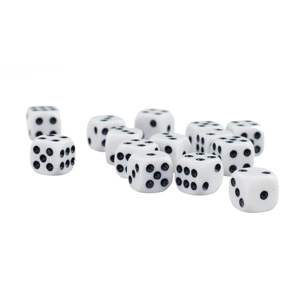 50Pack of 12mm Opaque Six Sided Spot Dice Games D6 D&D RPG White