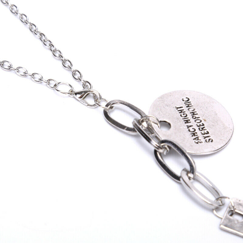Punk Gothic Women Girls Round Metal Lock Pendant Chain Necklace Jewelry Gi Ws.DD