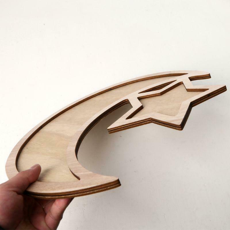 Wooden Moon Srar Eid Ramadan Party Food Serving Dessert Tableware Pastry