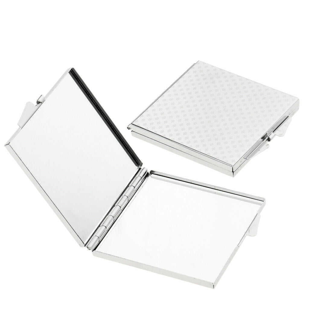 Pack of 2 Double Sides Folding Pocket-size Makeup Mirror Portable Square Compact