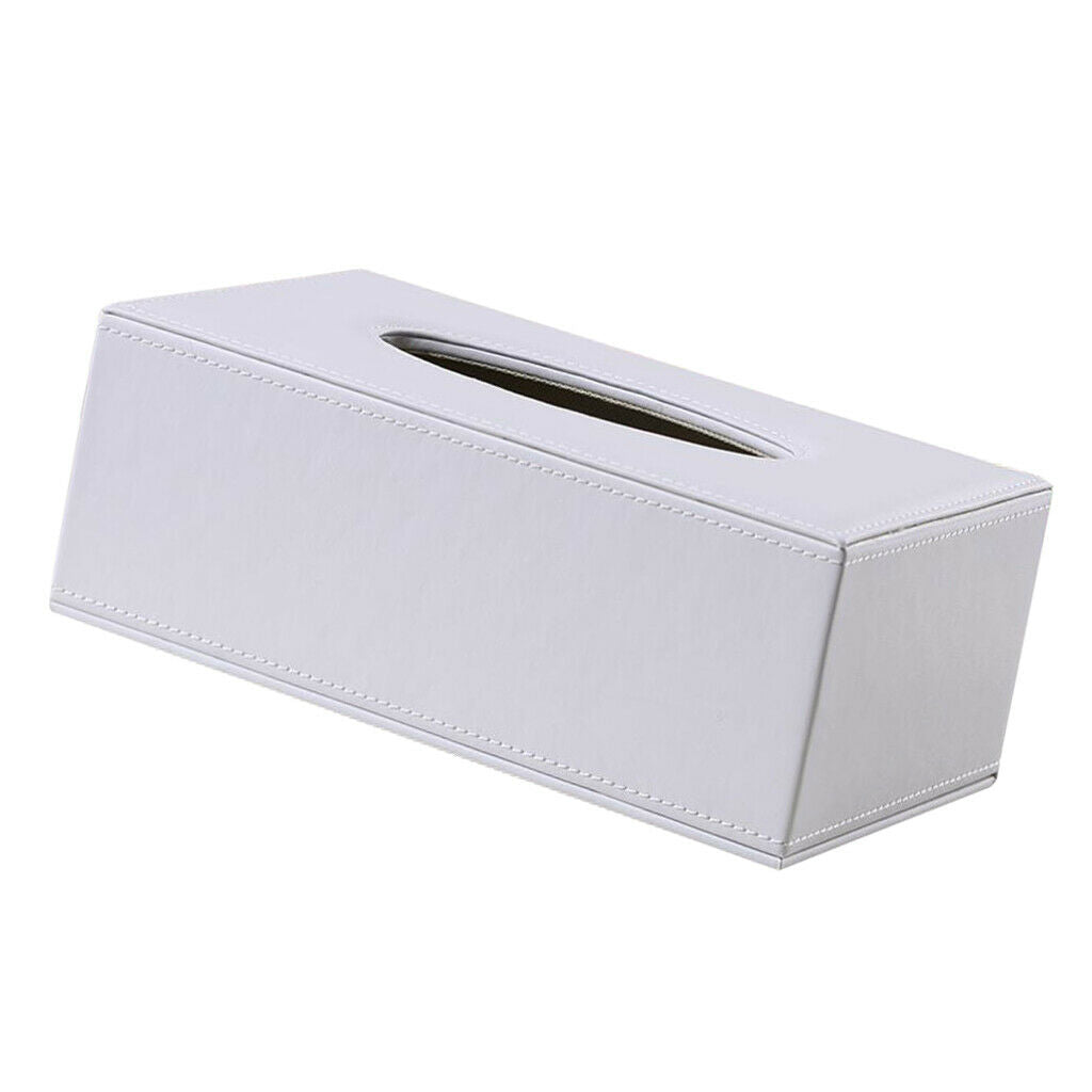 Home Decor Rectangle Leather White Kitchen Tissue Box Napkin Holder