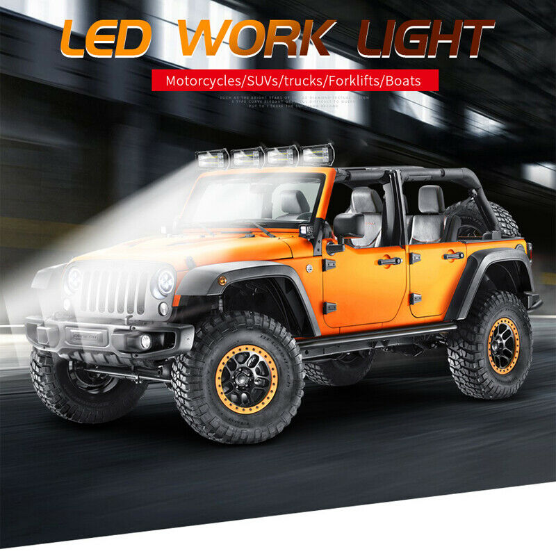 72W LED Work Light Spotlight Fog Lamp Flood Beam Lens ATV Truck OffRoad for Jeep