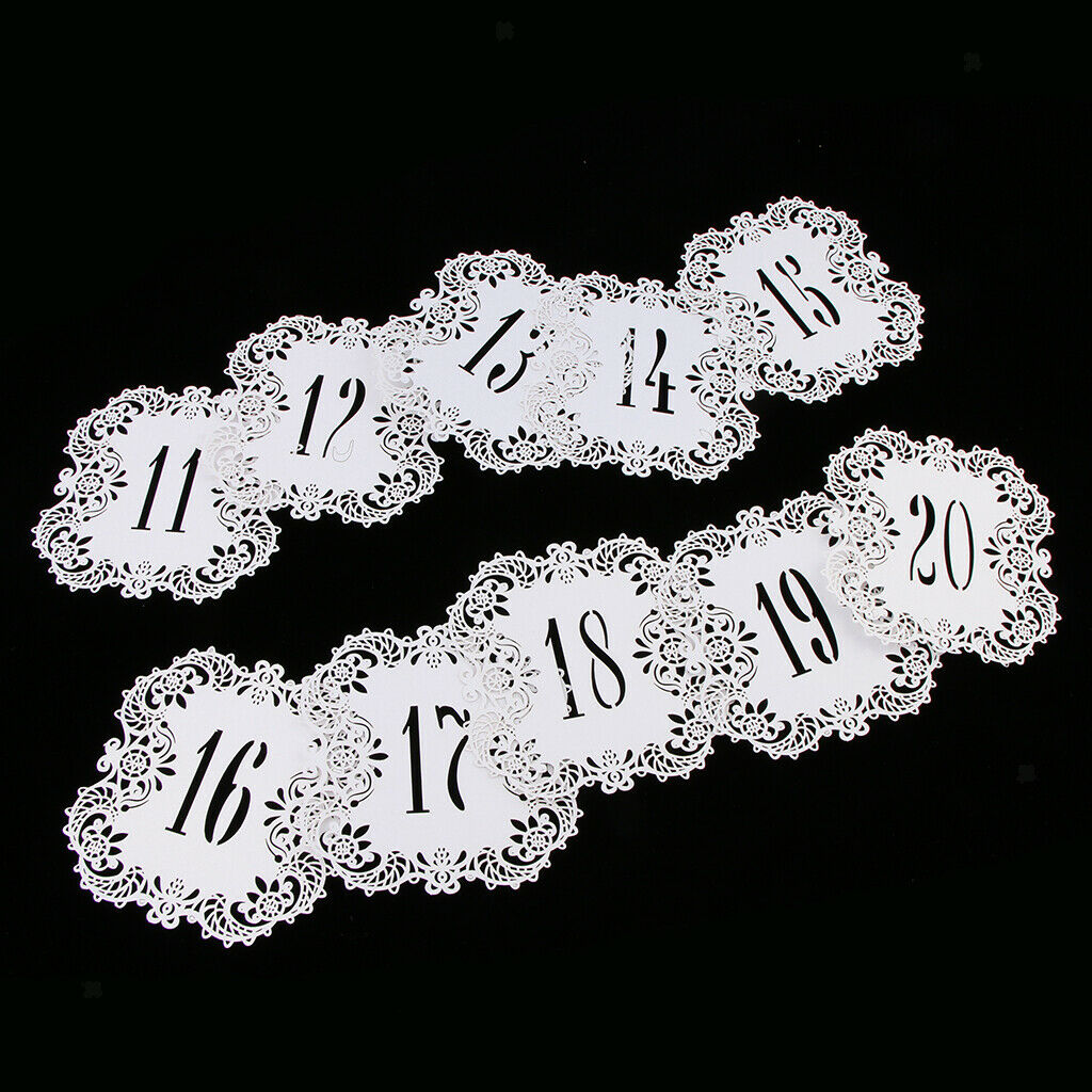 11-20 Tables Numbers Die Cut Lace Paper Table Number Cards Wedding Party Decor