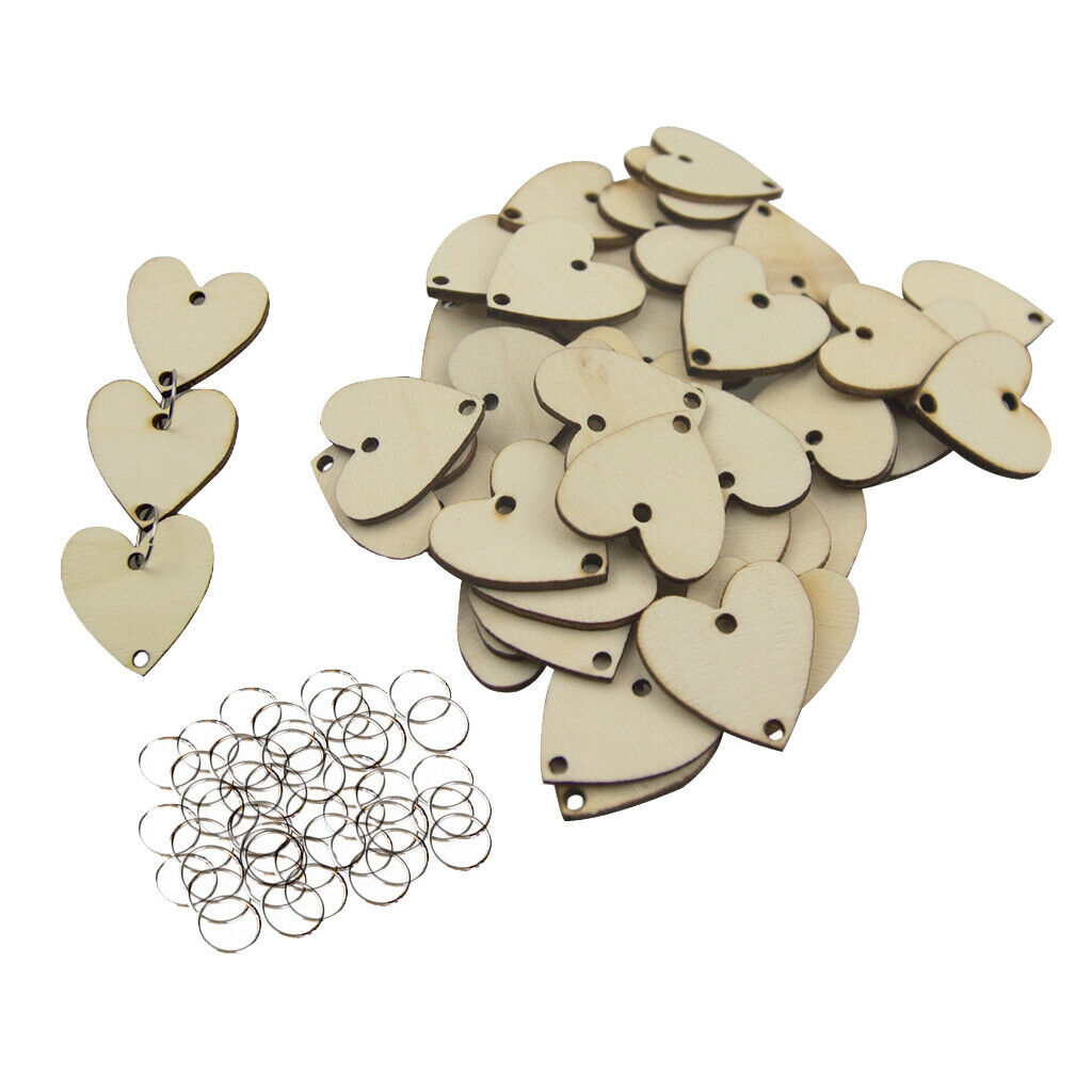 100pcs Heart/Circular Shape Tree Slices Wood Slices Ornament Labels Label With