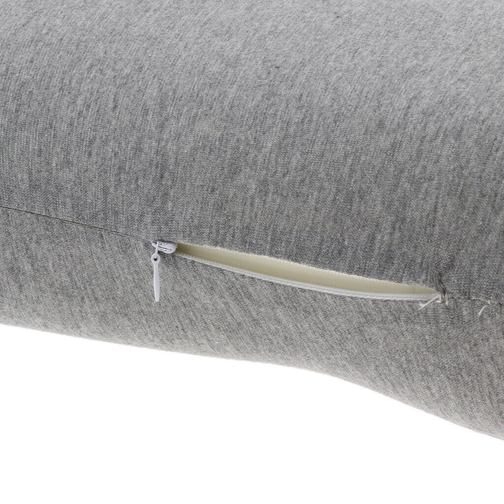 Portable Memory Foam Lumbar Pillow Neck Back Support Cushion for Home Gray