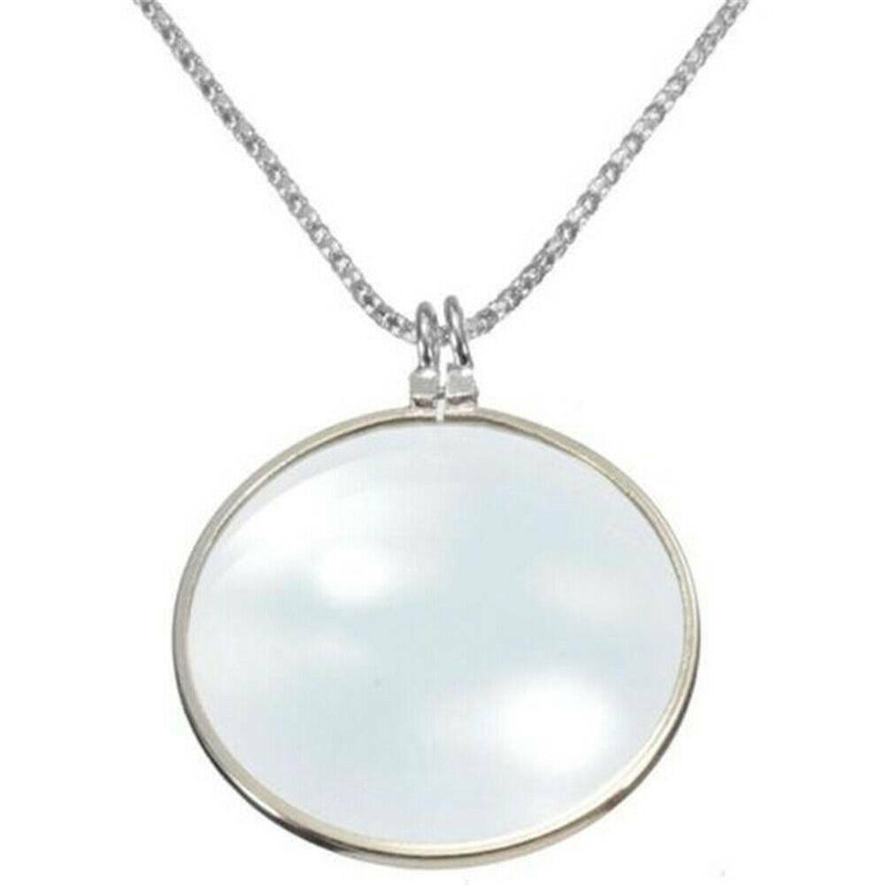 5X Magnifier Round Reading Magnifying Glass Lens Pendant Long Chain Necklace USA