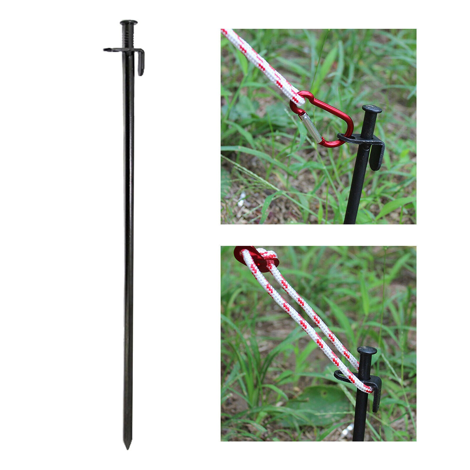 16'' Tent Stake Carbon Steel Hiking Mallet Tent Pegs Lightweight Garden