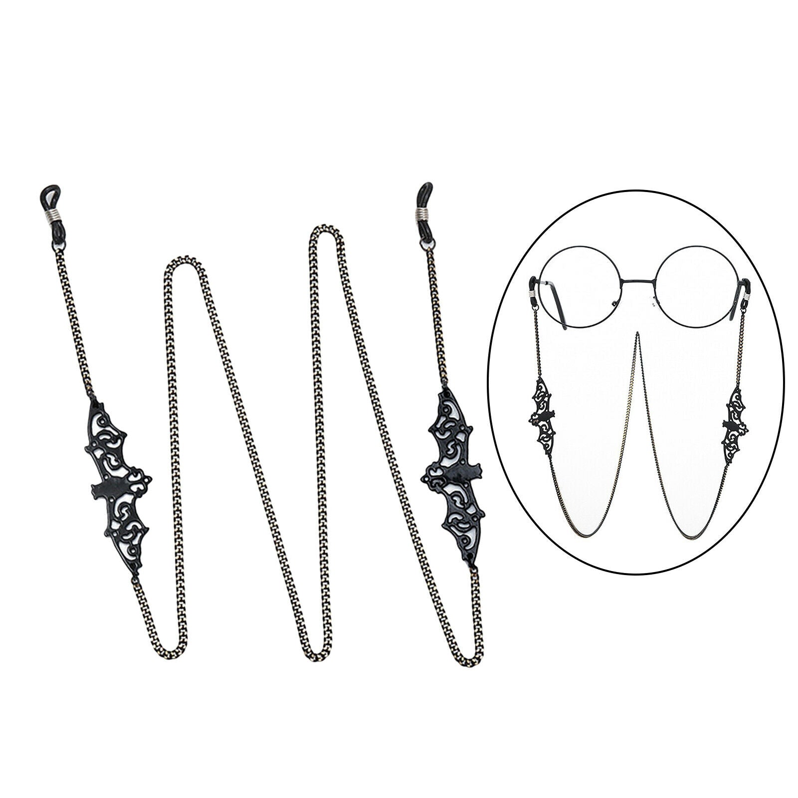 Decorative Eyeglass Chain Black Bat Decor Eyewear Retainer Necklace Lanyards