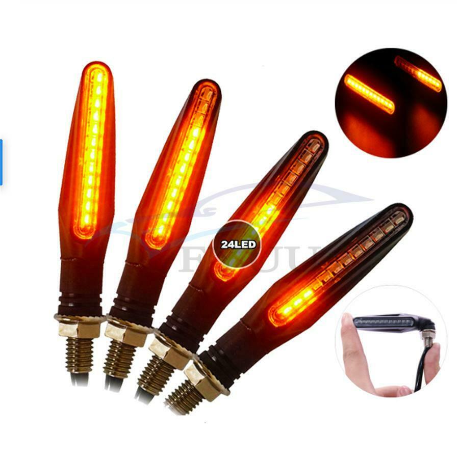 2X Motorcycle Flowing Turn Signals Light Driving DRL Flowing Water IP68 Bendable