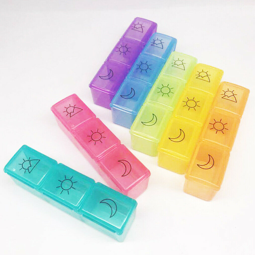 7 Day Pill Organizer Tablet Vitamin Fish Oil Container with PU Leather Bag