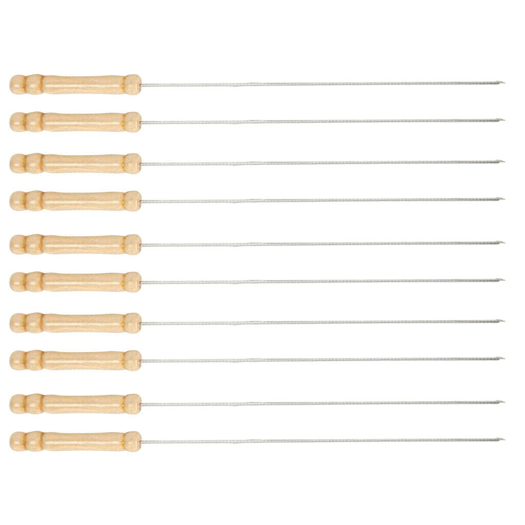 20x Stainless Steel Barbecue Skewers Wooden Handle Grill Grill