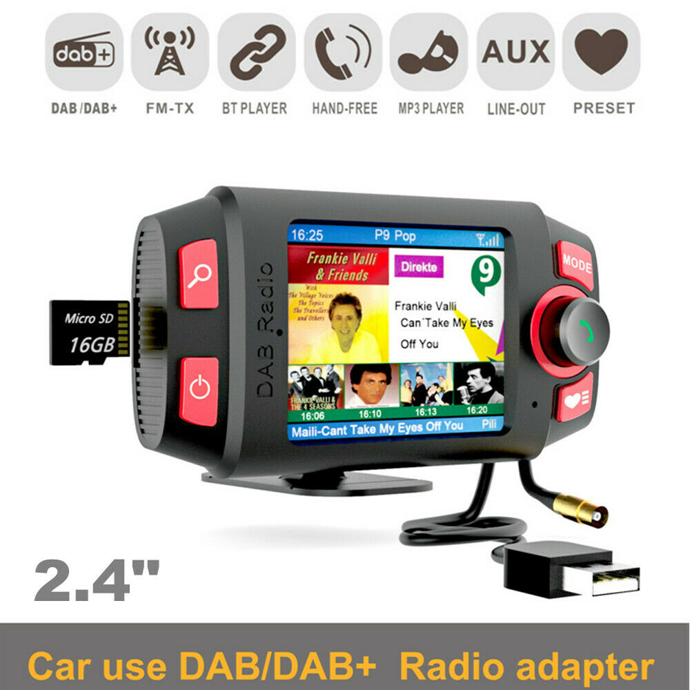 Auto Car DAB/ DAB+Digital FM Radio Adapter Receiver w/ Bluetooth Music Streaming