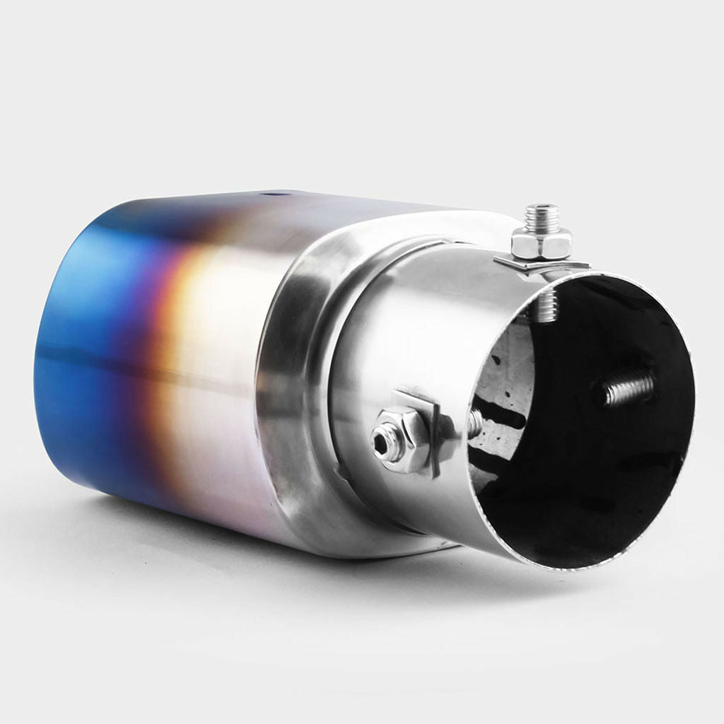 Car 63mm 2.5'' Inlet Stainless Steel Exhaust Tail Muffler Tip Pipe Blue