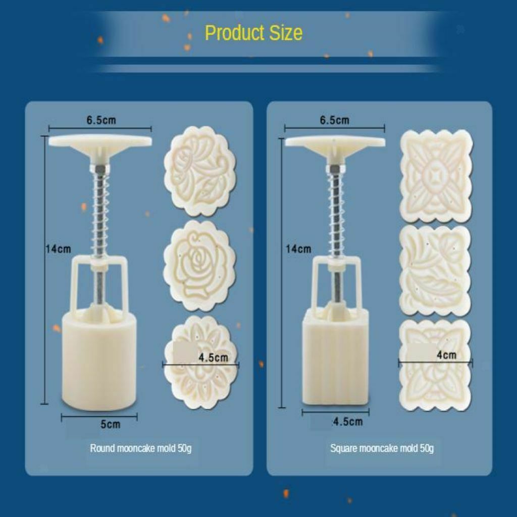 4x Hand Pressure Mooncake Baking Mould Pastry Mold Chinese Traditional