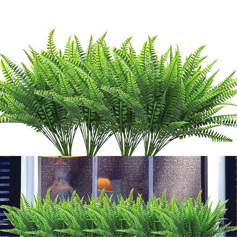 12 Pack Artificial Plant Ferns Faux Ferns for Outdoor Indoor Artificial PlanU2Q9