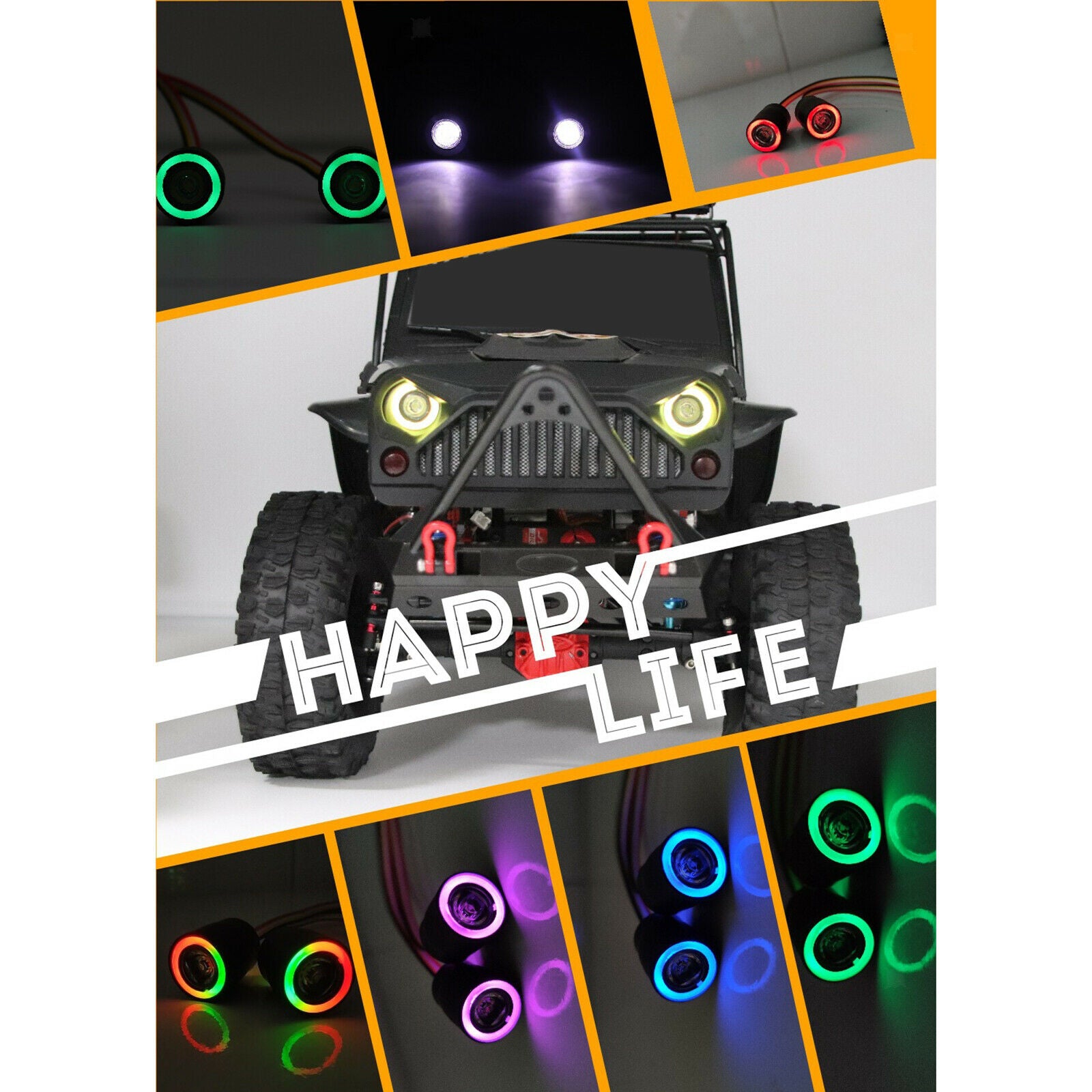 RC LED Headlights Lamps for SCX10 TRX4 D90 90046 1:10 Scale RC Rock Crawler