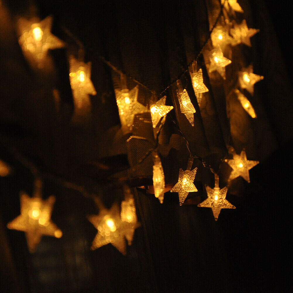 Fairy Lights String Garland Small Stars Battery Operated Christmas Party Decor