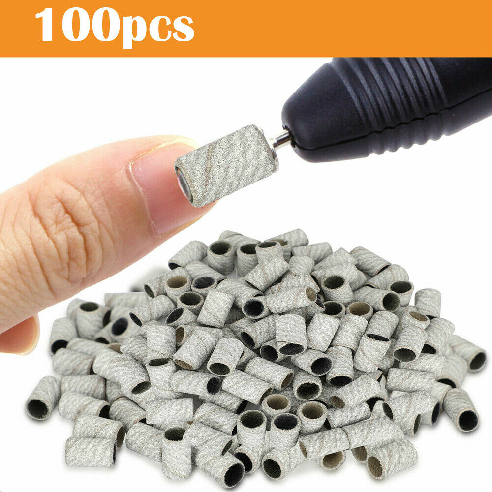 100x Nails Sanding Band Machines for Manicure Pedicure Drill Bit File 180Grit