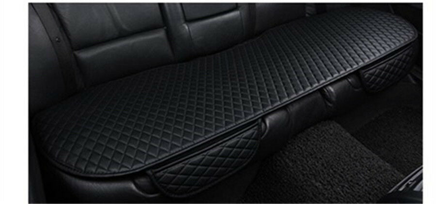 Pu Leather Black Car Rear Row Seat Pad wtih Side Pocket Anti Skid Buckle Fixed