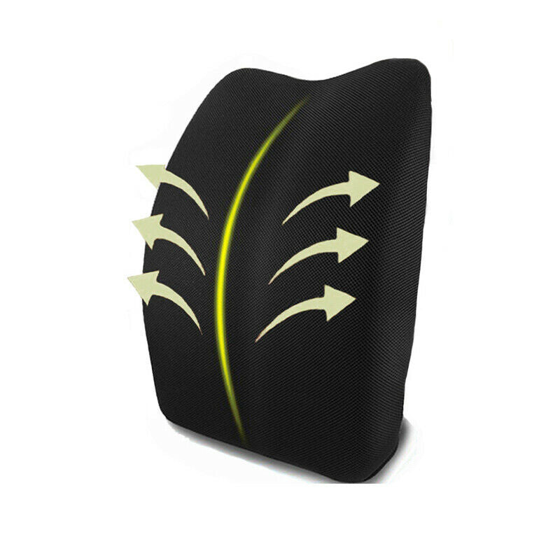 1x Soft Memory Foam Seat Chair Lumbar Back Support Cushion Office Home Car Black