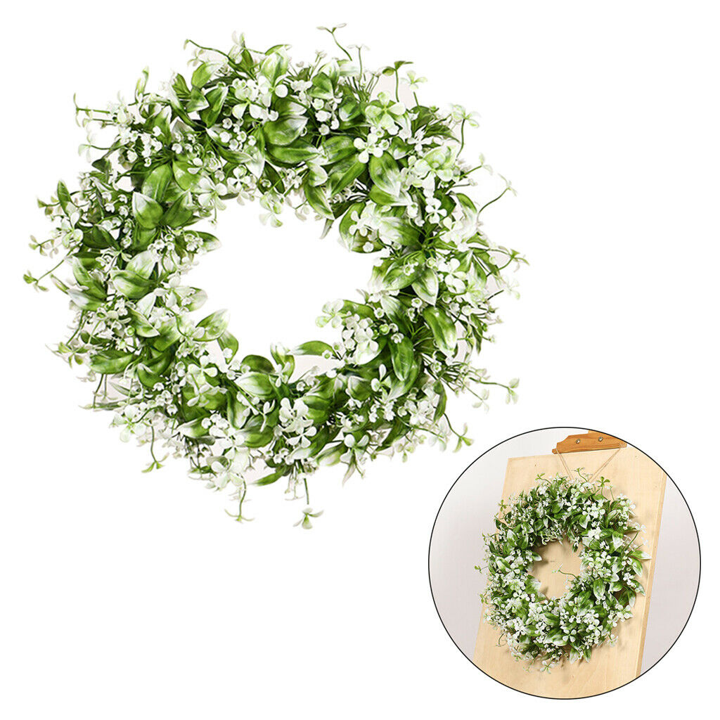 43cm Round Greenery Wreath Garland Farmhouse Front Door Hangings Decorations