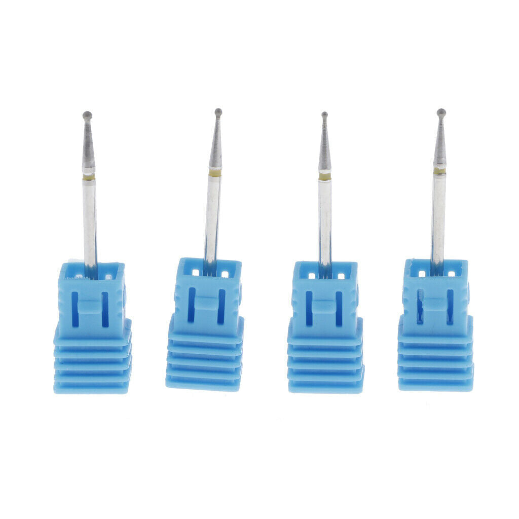 4pcs Carbide Cuticle Clean Drill Bits Smooth Top, 3/32 Shank Nail Bits for