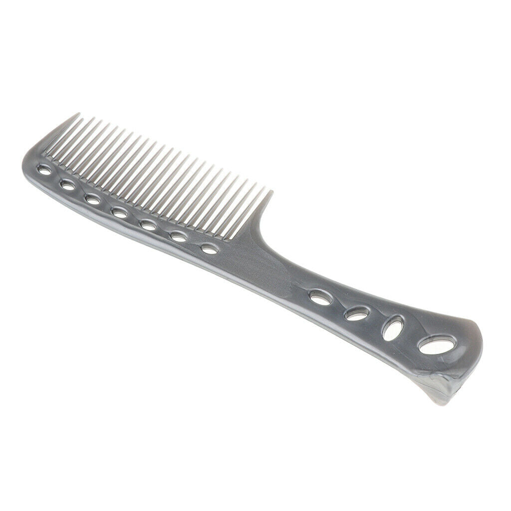 Hairdressing Salon Plastic Anti-static Handle Wide Tooth Hair Comb Gray