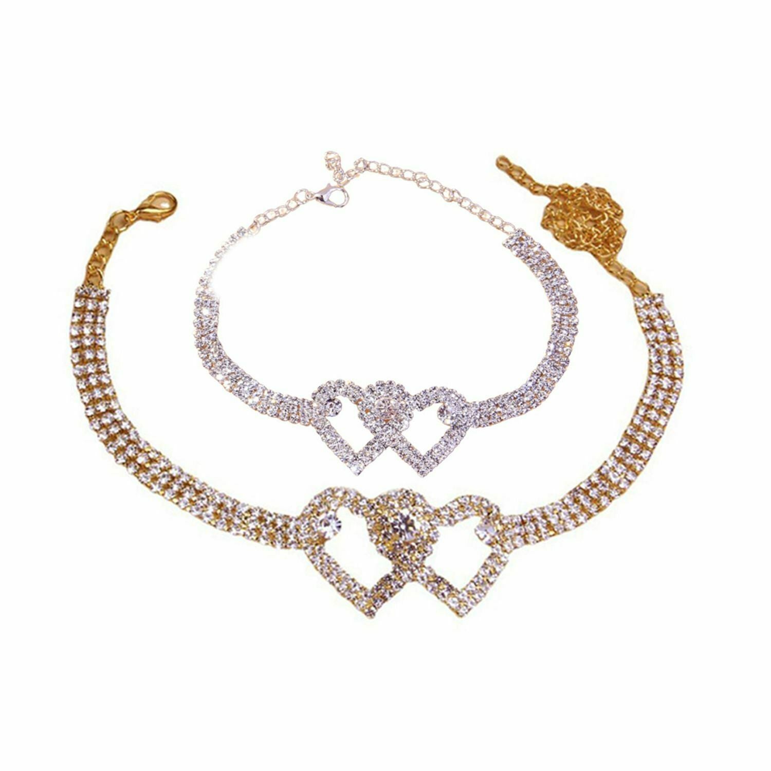 Barefoot Chain Hollow Out Love Chain Jewelry Double Heart Rhinestone Anklet