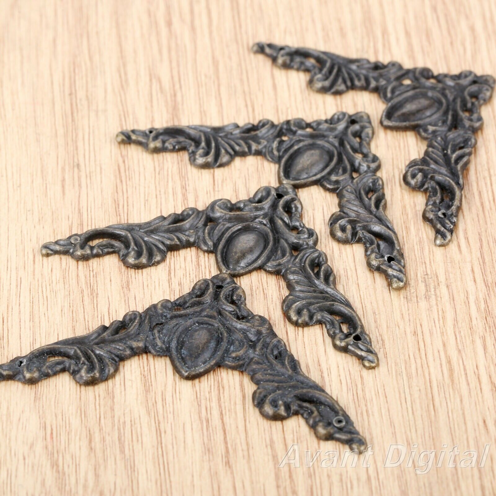 4Pcs 50mm Triangle Flower Embellishment Scrapbooking Retro Jewelry Box Protector