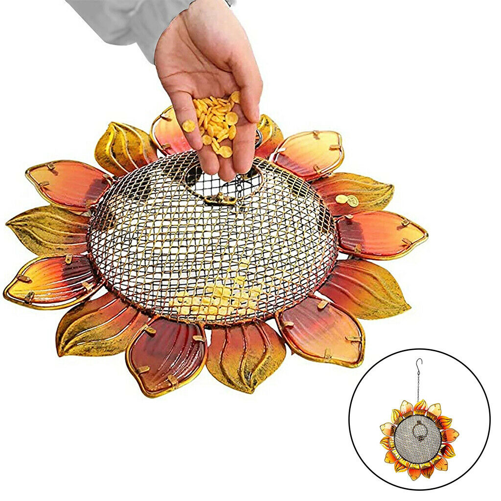 Bird Feeder Squirrel Guard Metal Sunflower Shaped Hanging 28cm