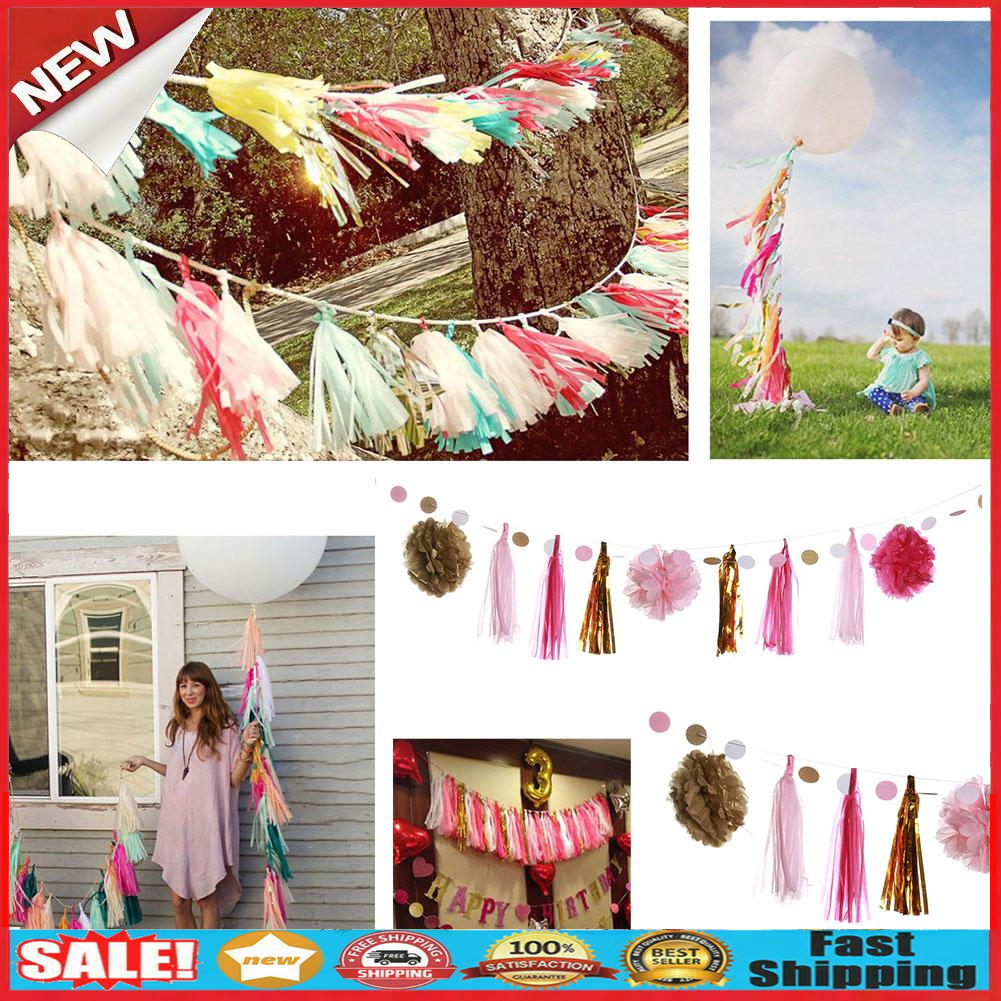 Paper Card String Tassel Home Ornament DIY Flower Ball Decor Festival Party @