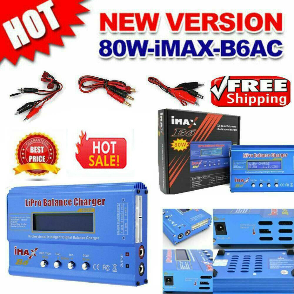 iMAX 80W B6 Balance Battery Charger RC Lipo Nimh Nicd Digital Discharger LCD