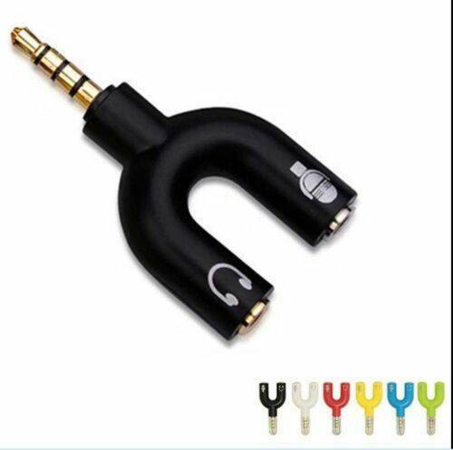 3.5mm Male to 2 Dual Female Plug Jack Stereo Audio Headset Mic Splitter Cables !