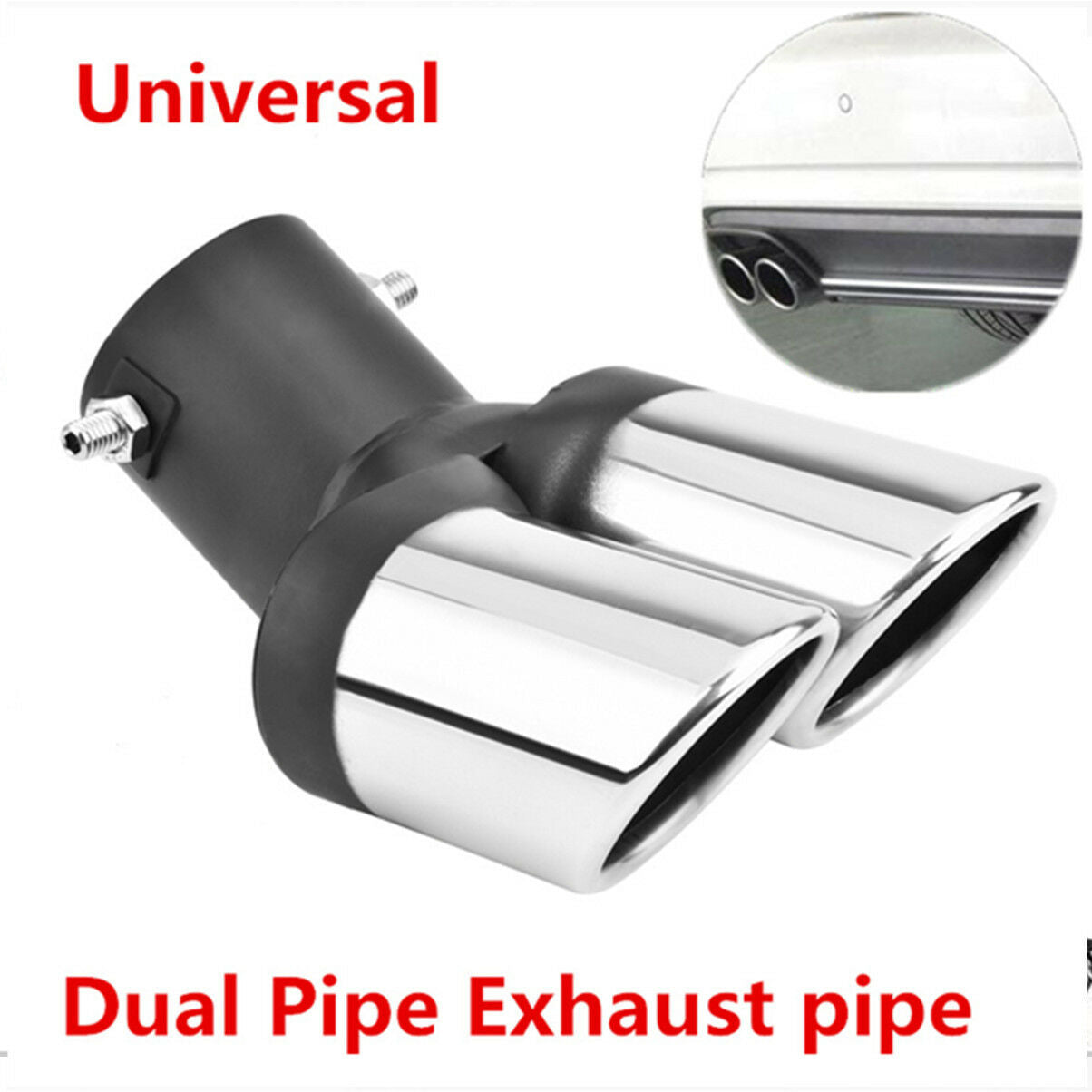 63mm Car Modification Grilled black 1to2 2- Pipe Exhaust pipe Tip Muffler cover
