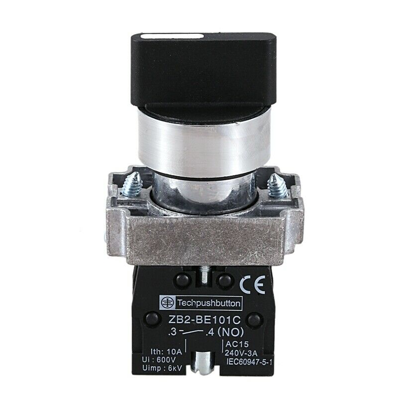 22mm Latching 2 NO 3-Position Rotary Selector Select Switch ZB2-BE101C Black CQ1