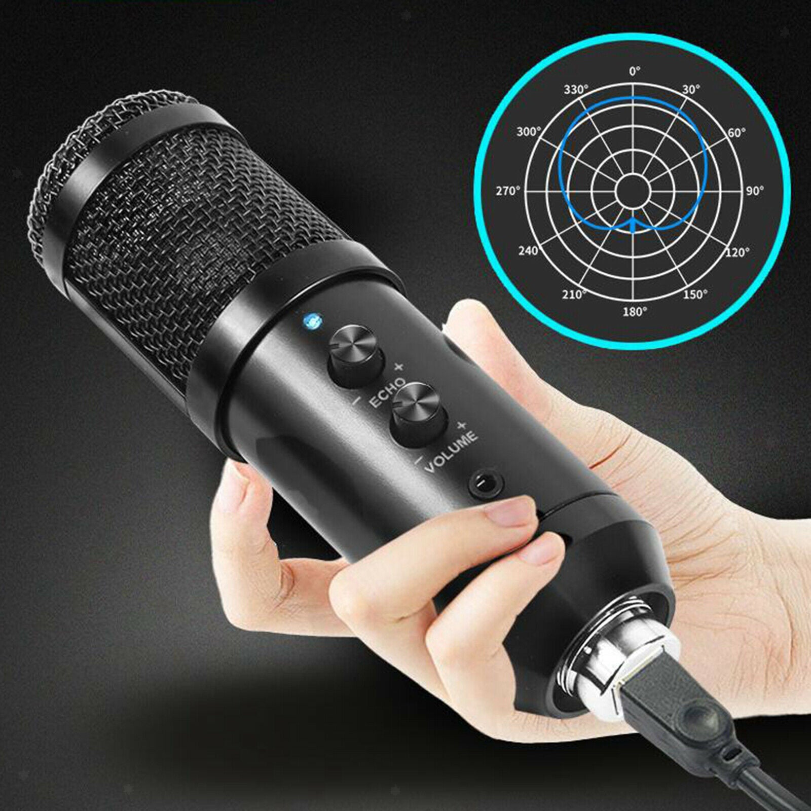 USB Microphone Condenser Computer PC Microphone w/Tripod Stand for Recording