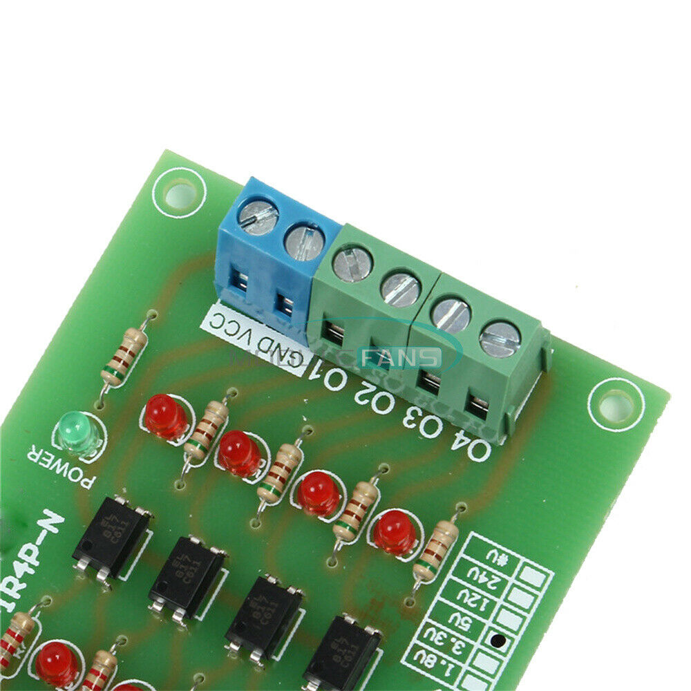 5V-24V 4-Channel PLC Signal Converter Level Voltage Board 4-Bit Optocoupler