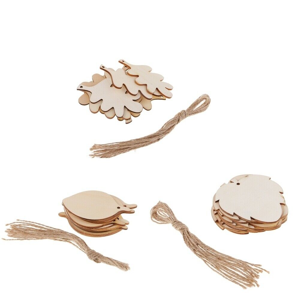 5X 10 Pieces Unfinished Wood Leaf Shapes Craft Wooden Tags Bodhi leaf 80x48x2mm