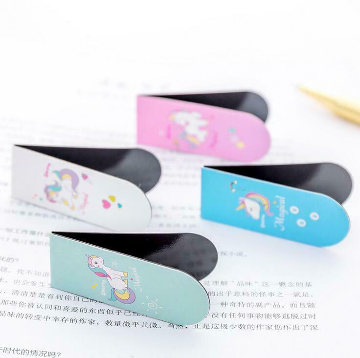 4pcs unicorn Magnetic Bookmarks Student Book Folder Marker school Supplies
