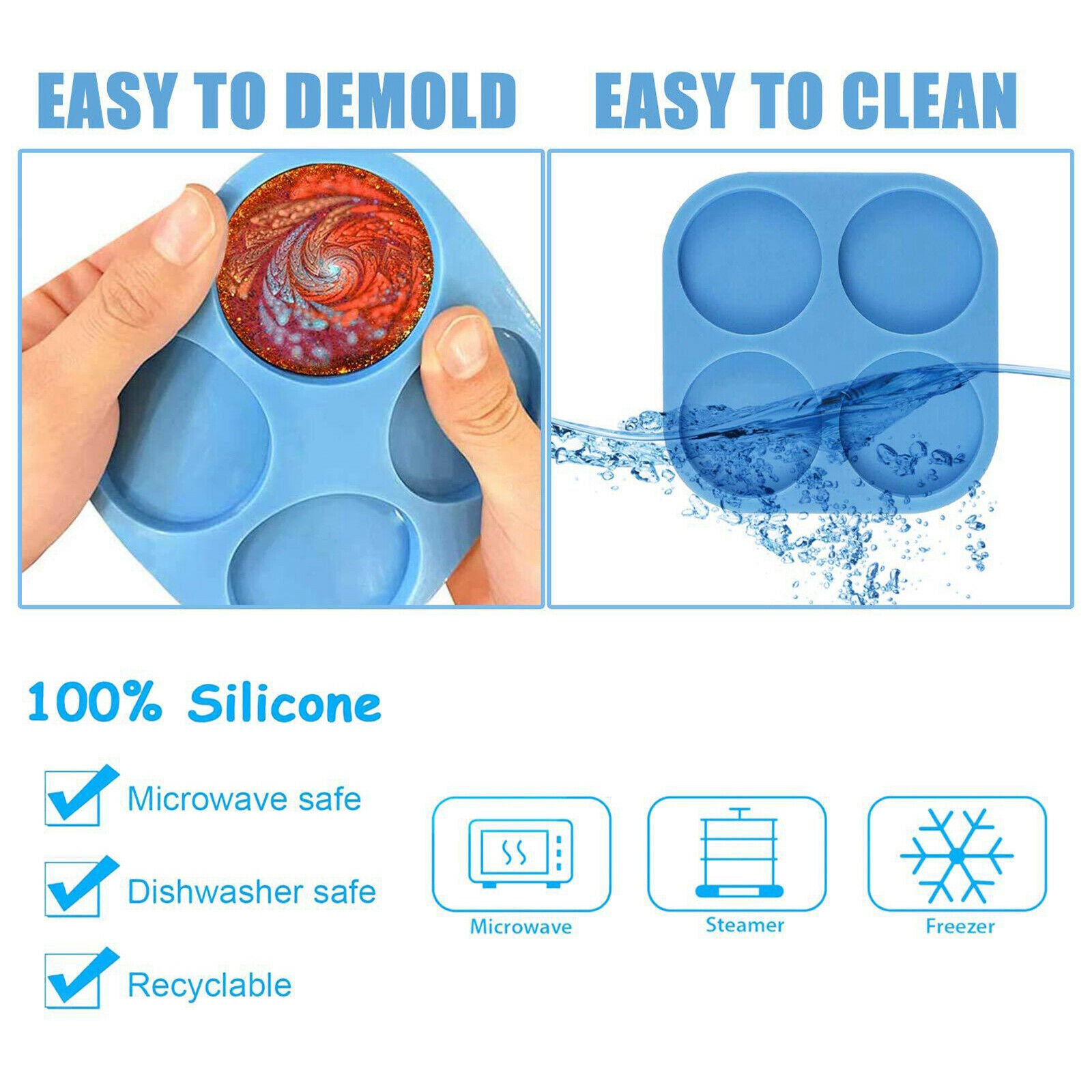 Phone Grip Socket Mold 4 Cavity Circle Casting Mould Making Tool Kids Adults