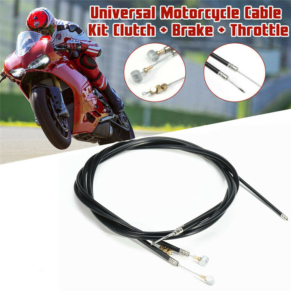 Universal Motorcycle Clutch Cable Brake Cable Throttle Cable Kit Durable 3Pcs