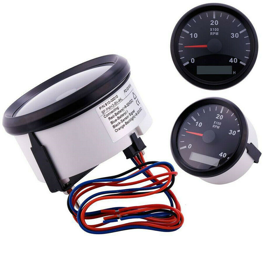 85mm Car Truck Marine Tachometer Gauge LCD Hour Meter Tacho 12/24V 0-4000RPM USA