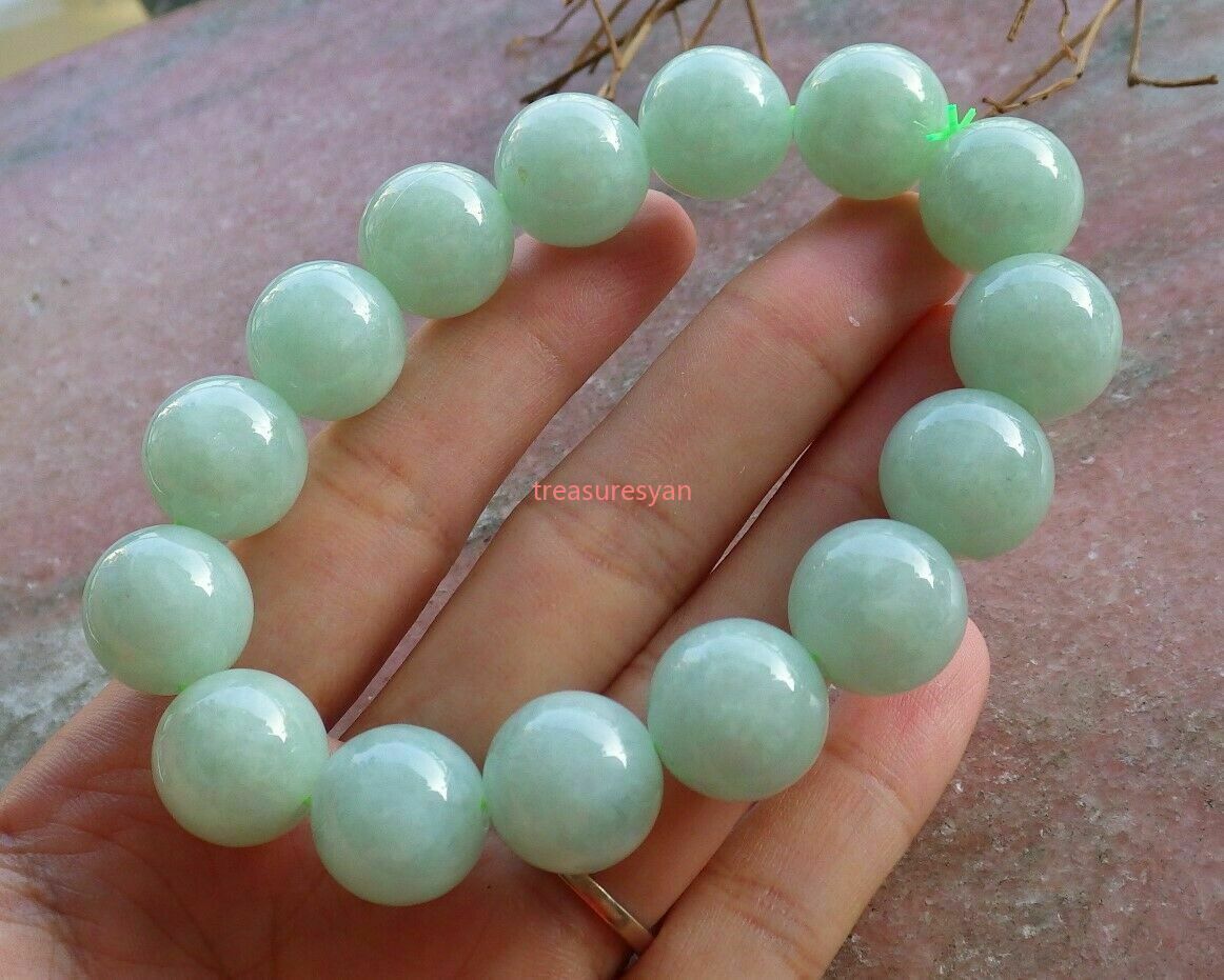 Certified Green 100% Natural A JADE Jadeite Beads Bangle Bracelet 12-13mm