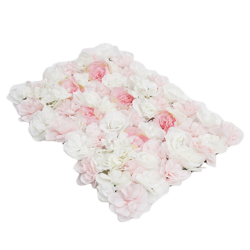 Artificial Rose Flower Wall Panel Decoration Photography Prop White&Pink