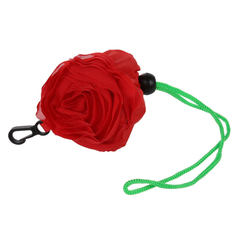 Green Leaves Rose Foldable Red Shopping Bag Handbag Y6M7M7