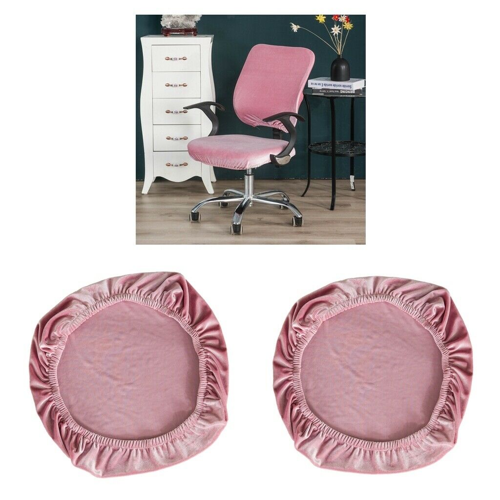 2Pieces Stretch Velvet Chair Covers Universal Soft Cushion Home Decor Pink