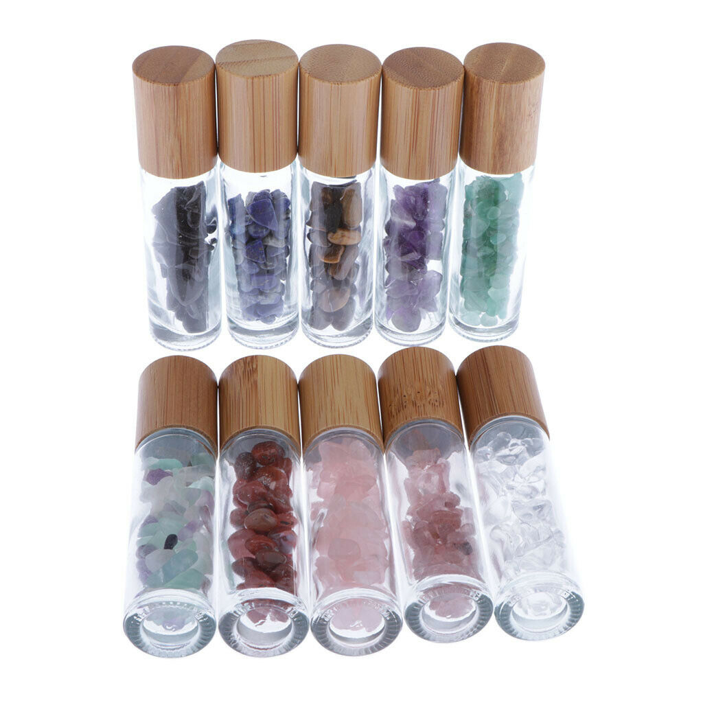10pcs Empty Glass Essential Oil Roller Bottles Refillable with Roller Balls for