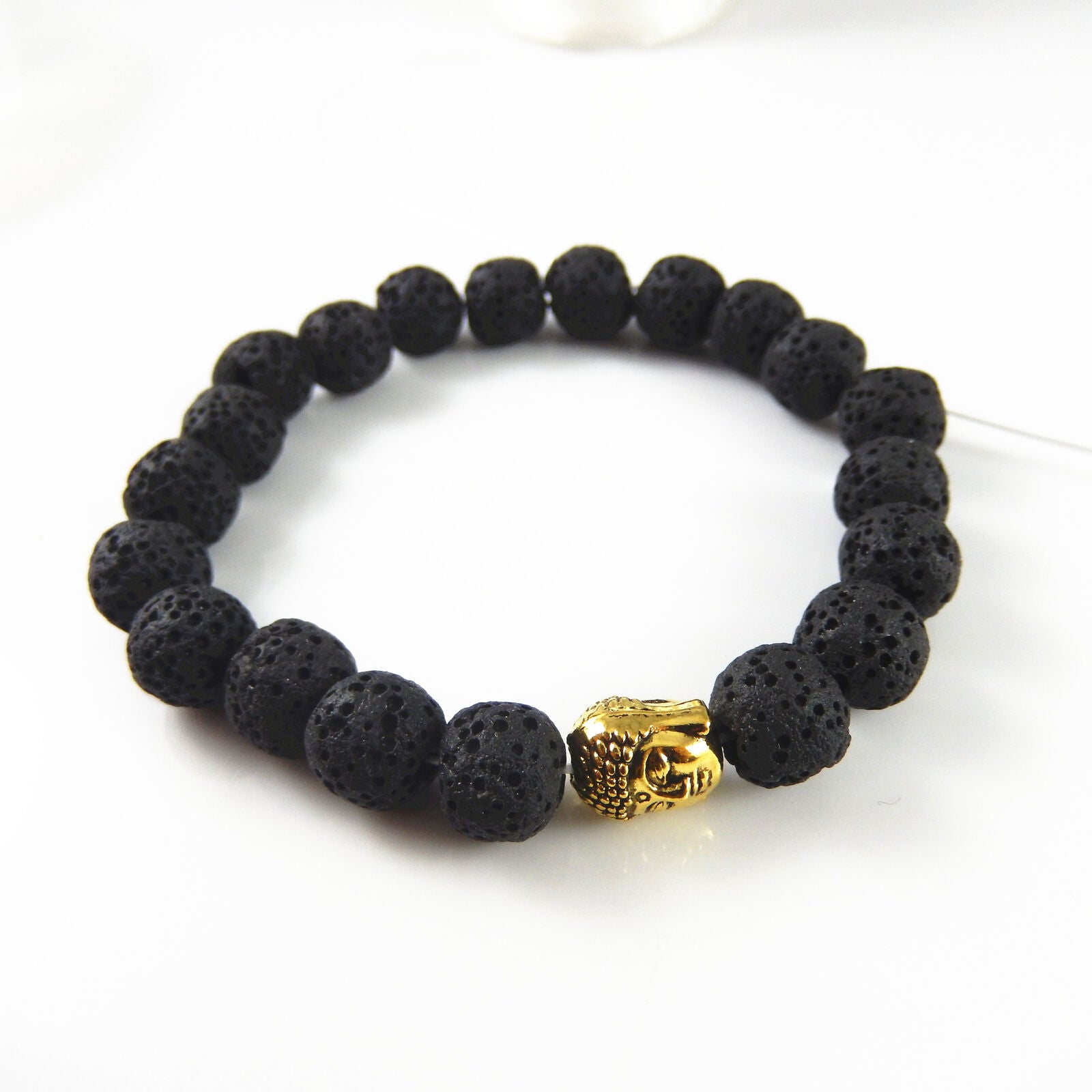 150-pack Natural Lava Rock Stone Spacers Loose Beads Bracelet Jewelry Craft 6mm