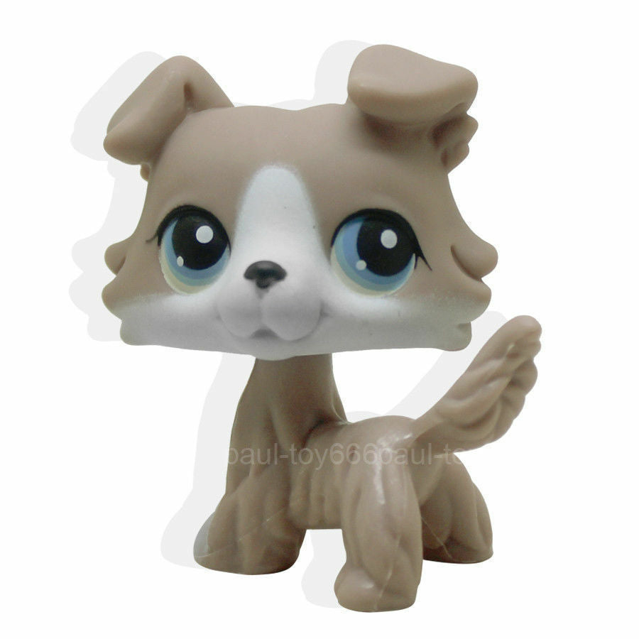 New #67 Rera Littlest Pet Shop Grey Tan Brown Collie Dog Puppy Blue Eyes S90